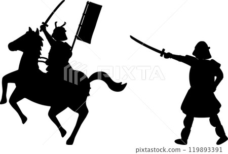 Sengoku warlord silhouette illustration 119893391