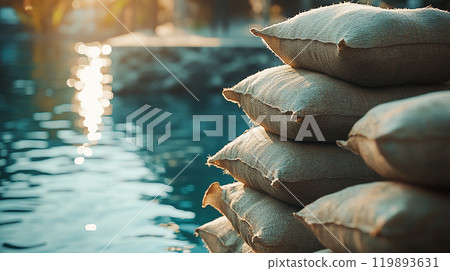 Floods and sandbags 119893631