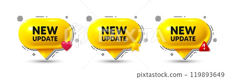 Chat speech bubble 3d icons. New update icon. Special offer sign. Important information available symbol. New update chat offer. Speech bubble banners. Text box balloon. Vector Chat speech bubble 3d icons. New update icon. Special offer sign. Important information available symbol. New update chat offer. Speech bubble banners. Text box balloon. Vector 119893649
