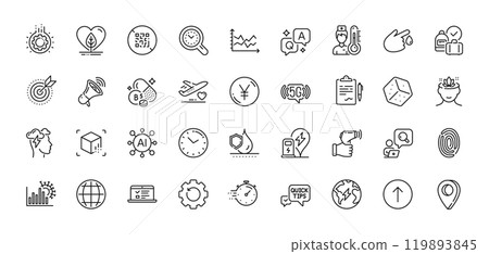 Dice, Local grown and Pantothenic acid line icons pack. AI, Question and Answer, Map pin icons. Electricity, Yen money, Swipe up web icon. Gear, Time, Coronavirus statistics pictogram. Vector Dice, Local grown and Pantothenic acid line icons pack. AI, Question and Answer, Map pin icons. Electricity, Yen money, Swipe up web icon. Gear, Time, Coronavirus statistics pictogram. Vector 119893845