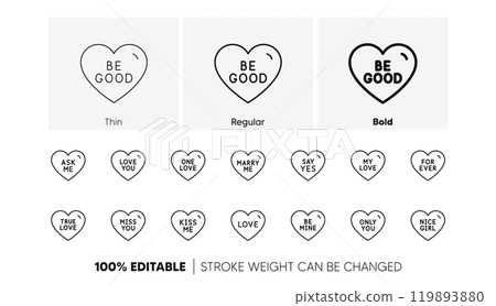 Sweetheart for valentines day, love heart, romantic message. Sweet heart line icons. Marry me, kiss me, true love icons. Valentine flirt, dating message. Linear set. Line icons set. Vector Sweetheart for valentines day, love heart, romantic message. Sweet heart line icons. Marry me, kiss me, true love icons. Valentine flirt, dating message. Linear set. Line icons set. Vector 119893880