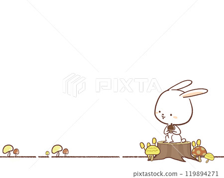 Line of a rabbit sitting with an acorn Line of a rabbit sitting with an acorn 119894271