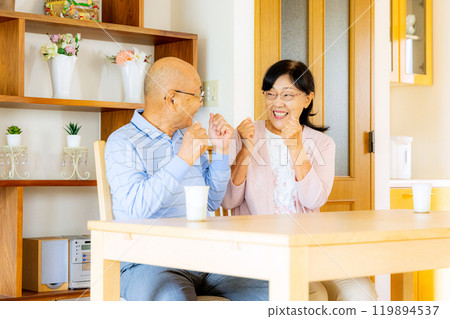 放鬆在客廳的年長夫婦 119894537