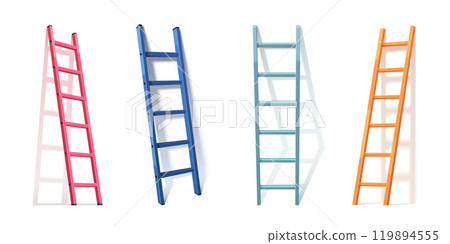 Ladder mockups set isolated on white background Ladder mockups set isolated on white background 119894555
