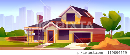 House roof repair and construction work vector 119894559
