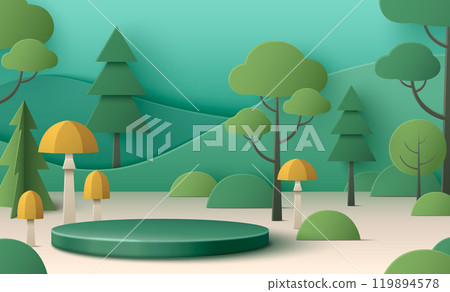 Summer garden green paper podium for eco product 119894578