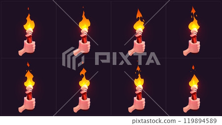 Cartoon hand holding burning torch. 119894589