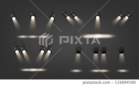 Professional stage spotlights with various beam 119894590