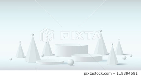 Happy new year and Merry Christmas background. Minimal 3D podium and Christmas decoration. Happy new year and Merry Christmas background. Minimal 3D podium and Christmas decoration. 119894681
