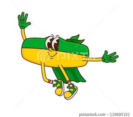 Cartoon math minus symbol superhero character. Isolated vector mathematics sign for subtraction tasks. Funny and quirky school educational retro comic personage in mask and cape with smiling face Cartoon math minus symbol superhero character. Isolated vector mathematics sign for subtraction tasks. Funny and quirky school educational retro comic personage in mask and cape with smiling face 119895101