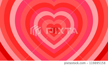 Romantic heart tunnel background. Vector valentine day frame with concentric heart shapes or dimension layers in red or pink hues, symbolizes journey of love. Wallpaper or romance vintage backdrop 119895158