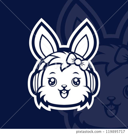 Bunny with headphone mascot esport logo character kawaii 119895717