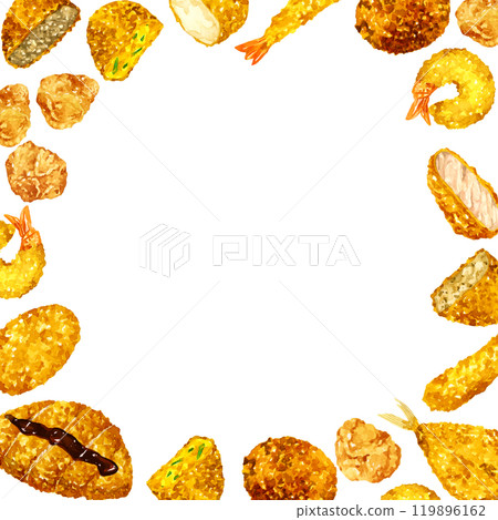 油炸食品框架手繪水彩插畫烹飪和食物背景素材 油炸食品框架手繪水彩插畫烹飪和食物背景素材 119896162