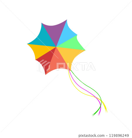 Flying kite rainbow pattern isolated on white background Flying kite rainbow pattern isolated on white background 119896249
