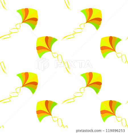 Flying kite seamless pattern, vector of ceremony recreation 119896253