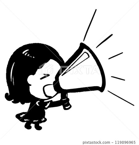Speak loud monochromatic icon illustration, black and white speaker icon, shout out loud outline and white color 119896965