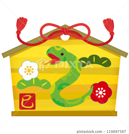 可用於蛇年新年賀卡的繪馬插圖 119897387