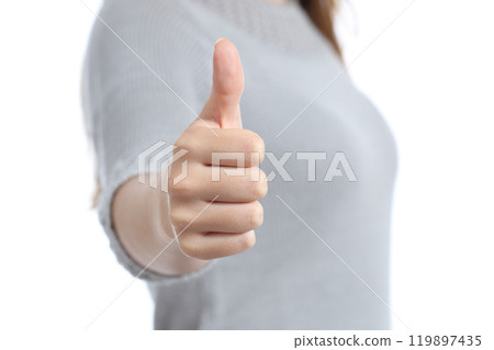 Woman hand gesturing thumbs up 119897435