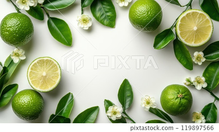 Top view of fresh green bergamot fruits 119897566