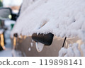 A grey car in the snow. Close-up 119898141