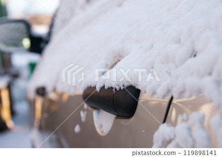 A grey car in the snow. Close-up A grey car in the snow. Close-up 119898141
