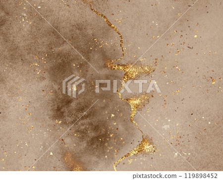 Stone marble pattern with golden sparkles. Luxury abstract background in alcohol ink technique. Modern paint with glitter. 119898452