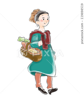 在回家的路上的婦女從購物 在回家的路上的婦女從購物 119898519