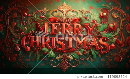 聖誕快樂文字和裝飾品生成的 AI 圖像 聖誕快樂文字和裝飾品生成的 AI 圖像 119898524