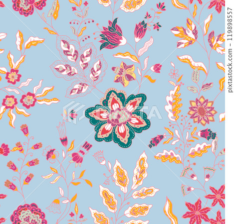Intricate Floral Blue Background Pattern 119898557