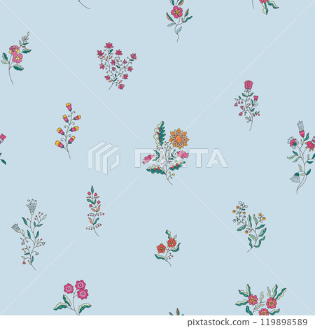 Delicate Blue Floral Pattern vector 119898589