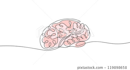 Continuous line drawing of human brain. Minimalist black linear sketch isolated on white background. Hand drawn vector illustration. Continuous line drawing of human brain. Minimalist black linear sketch isolated on white background. Hand drawn vector illustration. 119898658