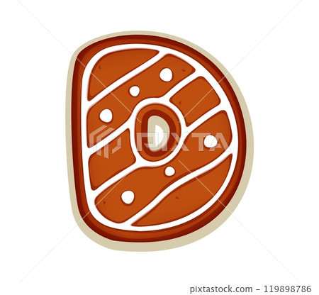 Christmas cookie font, gingerbread bakery letter D for Xmas biscuit type, vector typeface. Christmas font or holiday cartoon alphabet, letter D gingerbread cookie or winter sweet pastry biscuit type Christmas cookie font, gingerbread bakery letter D for Xmas biscuit type, vector typeface. Christmas font or holiday cartoon alphabet, letter D gingerbread cookie or winter sweet pastry biscuit type 119898786