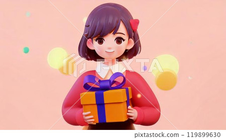 Girl happy to receive a present Christmas AI generated image Girl happy to receive a present Christmas AI generated image 119899630