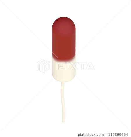 3D illustration of a used tampon seen from an angle 119899664