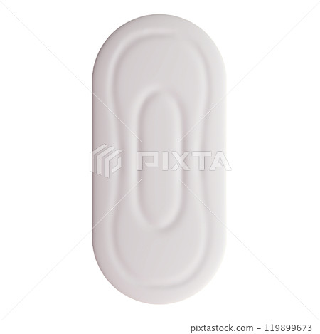 未使用的日間無羽毛衛生棉的 3D 插圖(前視圖) 未使用的日間無羽毛衛生棉的 3D 插圖(前視圖) 119899673