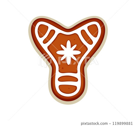 Christmas font, gingerbread cookie type letter Y of Xmas biscuit, vector typeface. Christmas font letter Y as gingerbread cookie for winter holiday bakery, Merry Christmas and Happy New Year greeting 119899881
