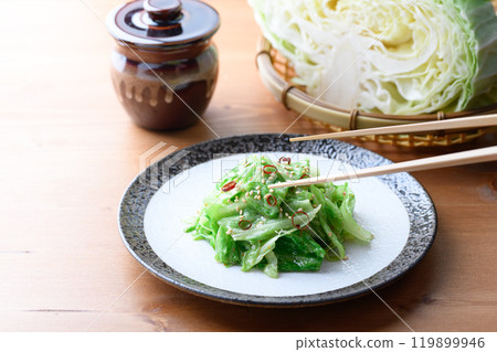 Just tear and mix, no knife needed! Salted cabbage with delicious sauce 119899946