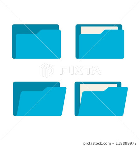 File folder set, symbol of office document, opened and closed folders. 119899972