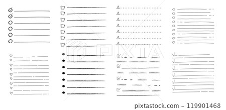 Set To do check list page doodle blank. Reminder, memo note hand drawn isolated on white. Pencil planner, notepad, sheet.  119901468