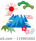 Illustration of Mt. Fuji at sunrise for New Year's cards 119901602