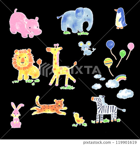 A collection of cute hand-drawn animal illustrations, A collection of cute hand-drawn animal illustrations, 119901619