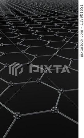 Graphene crystal lattice plane of hexagonal cells 3d illustration Graphene crystal lattice plane of hexagonal cells 3d illustration 119901651