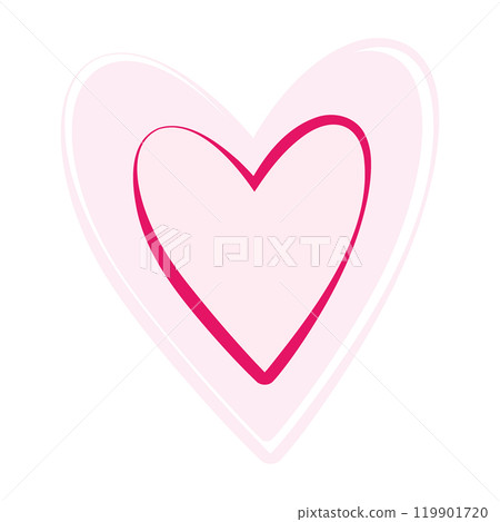 Heart with decorative hand drawn stroke inside and outside. St Valentines Day Symbol in trendy pink 119901720