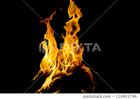 Burning flame or fire isolated on black background. Burning flame or fire isolated on black background. 119901746