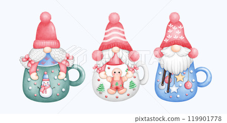 Cute Watercolor Christmas Gnome Illustration. Adorable Festive Gnome Art for Holiday Decor. Hand Drawn Christmas Character with Whimsy Cute Watercolor Christmas Gnome Illustration. Adorable Festive Gnome Art for Holiday Decor. Hand Drawn Christmas Character with Whimsy 119901778