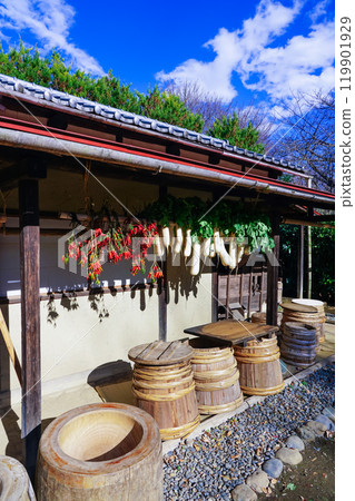 陽光明媚的屋簷下掛著乾菜(東京世田谷區) 陽光明媚的屋簷下掛著乾菜(東京世田谷區) 119901929