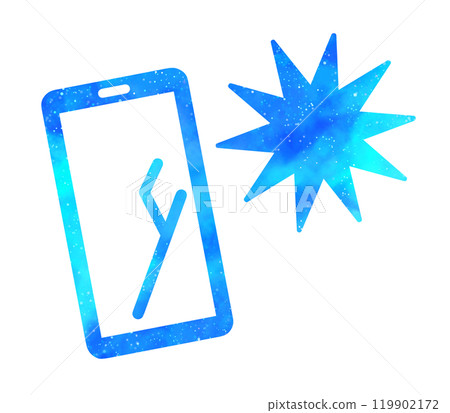Light blue starry sky | Smartphone with cracked screen 119902172