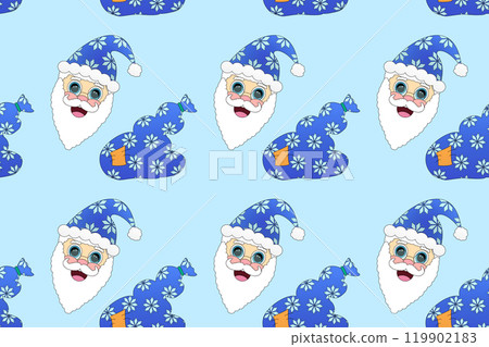 Santa Claus in Blue Hat Pattern for Christmas Santa Claus in Blue Hat Pattern for Christmas 119902183