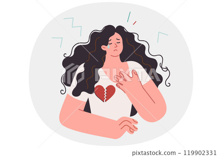 Woman with heartbroken broke up with boyfriend after quarrel, needing psychological support 119902331