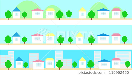 城市景觀背景插畫集-簡單可愛向量素材 119902460